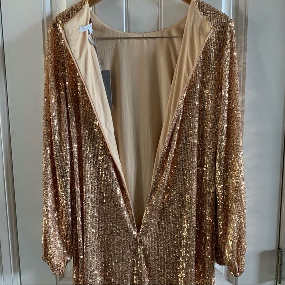 Preston & York Rosa Jewel Neck Long Blouson Sleeve Sequin Dress | NWT | Size 8 - Picture 4 of 6